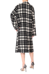 Double-breasted Gingham Long Coat