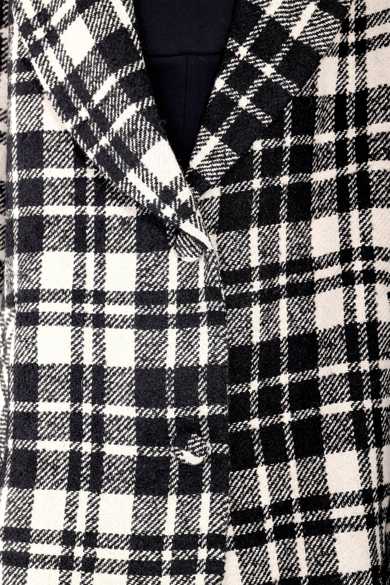 Double-breasted Gingham Long Coat